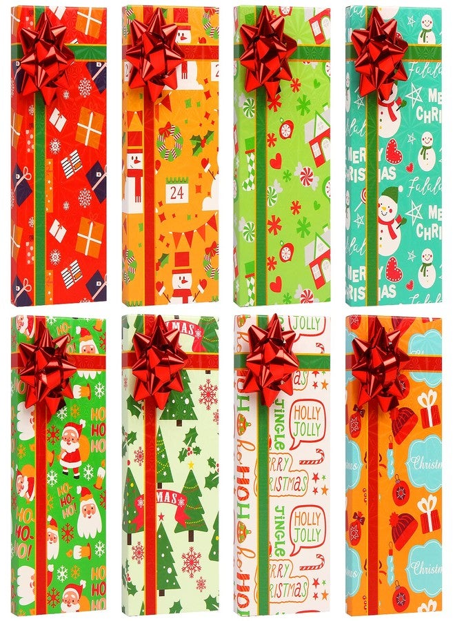 STEFORD 8 Pack Christmas Gift Card Holders Boxes with Bows and Name Tags for Christmas Party Favors Gifts,6.3”x2.8”x0.6” - Image 1